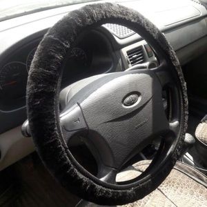 Faux Fur Steering Wheel Cover Black